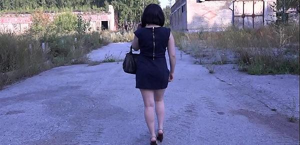  The brunette loves to walk in public places in a short skirt without panties, and then masturbate in a secluded place outdoors.